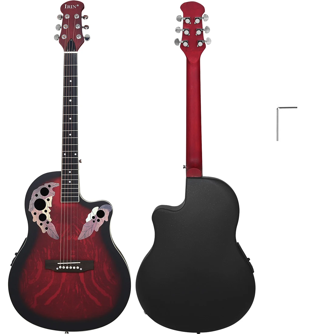 IRIN Akustikgitarre für Anfänger, Fichtenplatte, Druck, Traubenblume, Folk-Gitarre mit Zubehör, Saiteninstrument-Gitarre – Detail 9