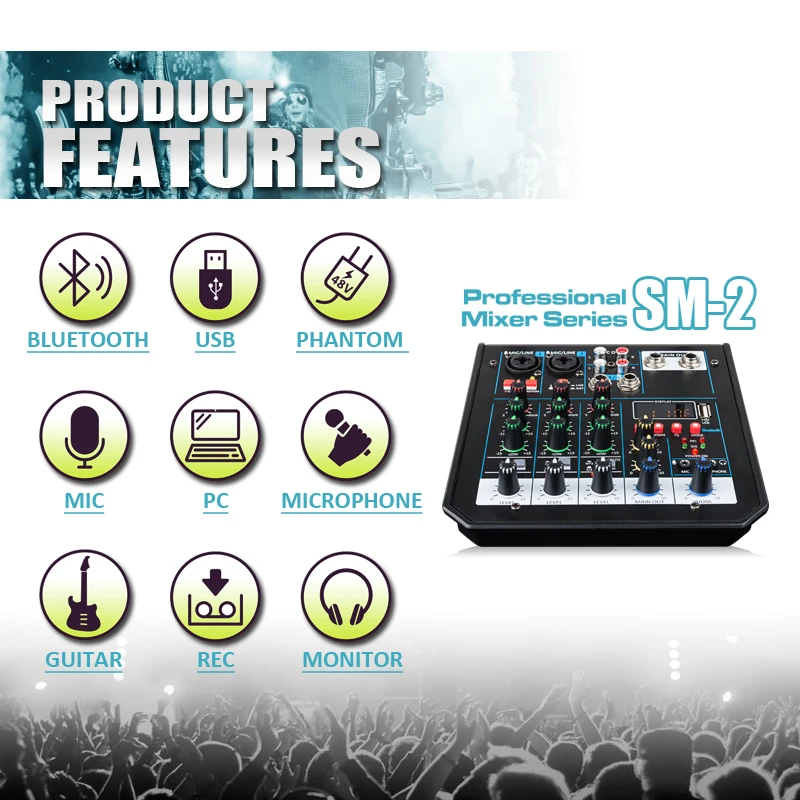 Audio Mixer Audio Processor 4 channel USB Bluetooth Reverb Sing Live Sound Card