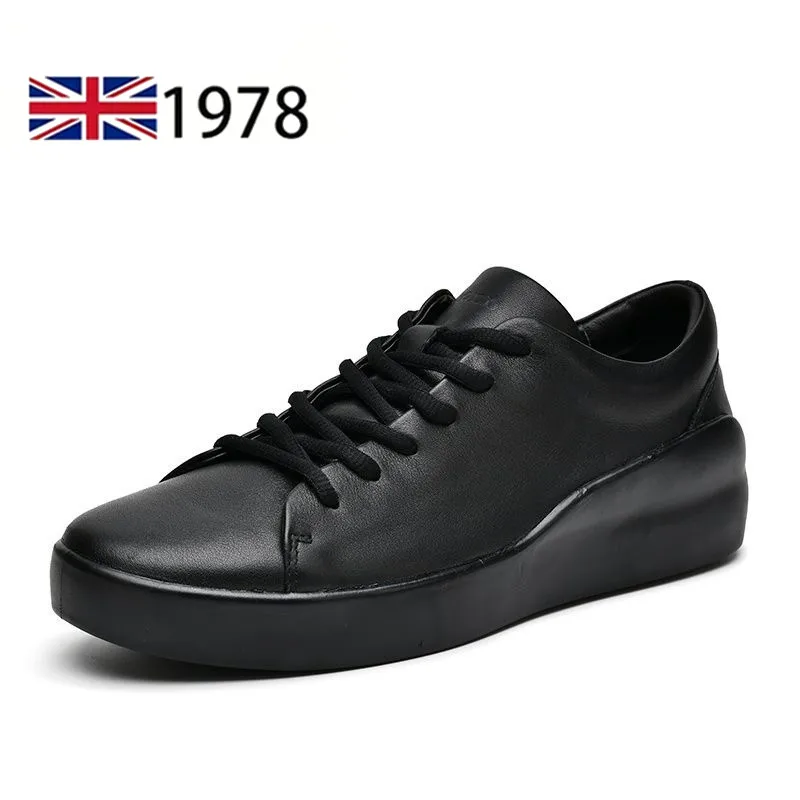 Men's Cowhide Board Shoes Casual Lace Up Comfort Business Shoes Wear-Resistant Sports Anti Slip Walking Men leather shoes anti slip shoes