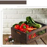 2pcs/set Solid Wood Storage Basket for Kitchen/Beer/Fruits Vegetables Organizer - Vintage Decorative Crate Pantry Home Decor 2