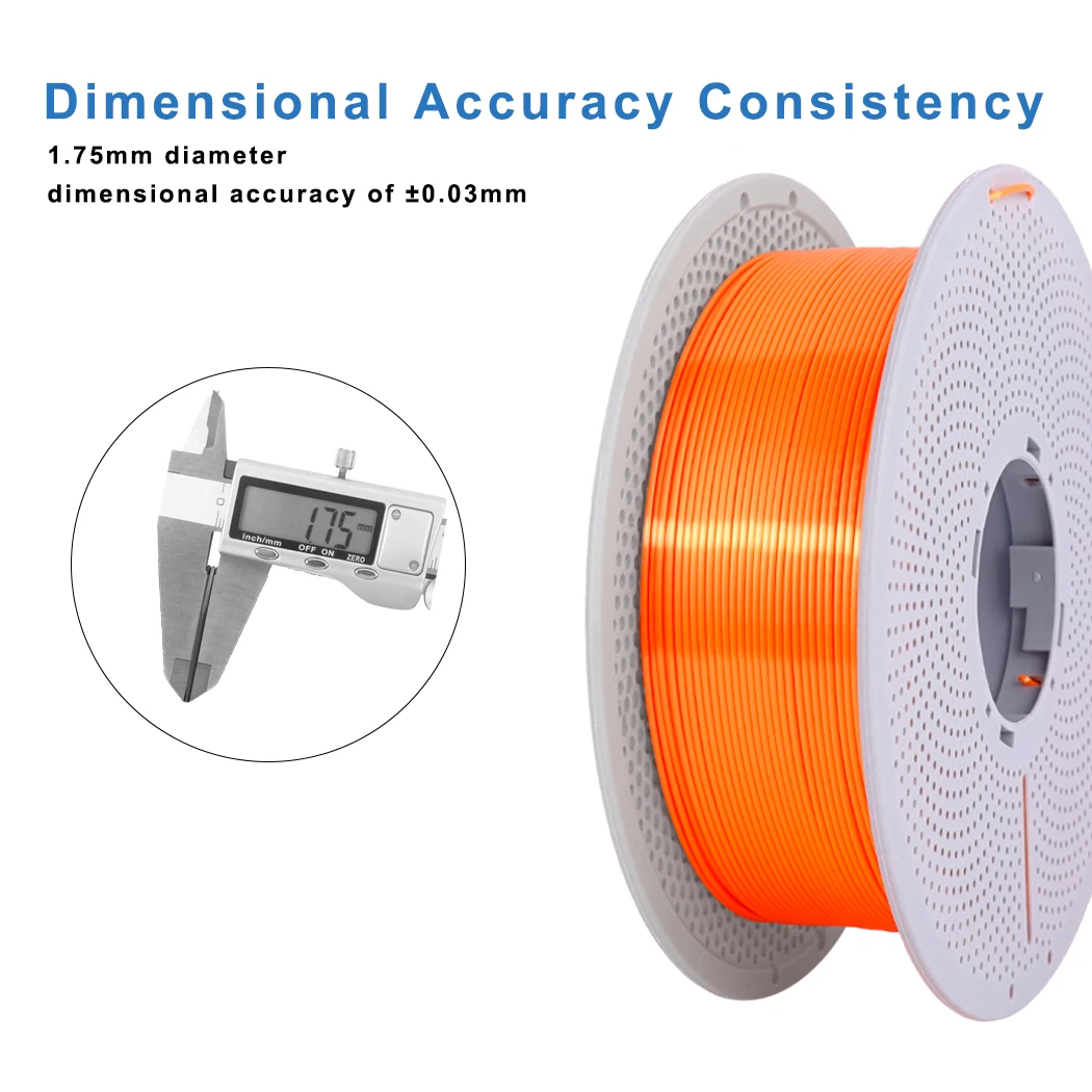 실크 필라멘트 PLA 1.75mm 실크 3D 프린터 필라멘트, PLA 실크 오렌지 1kg 스풀(2.2lbs), 치수 정확도 +/- 0.03mm, 대부분의 F에 적합