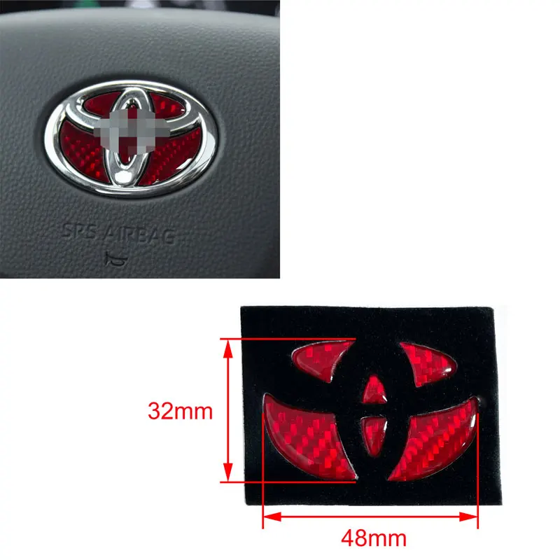 1PCS Carbon Fiber Car Steering Wheel Emblem Badge Sticker For Toyota Corolla Camry Yaris Rav4 Prado CHR TRD VIOS Car Accessories