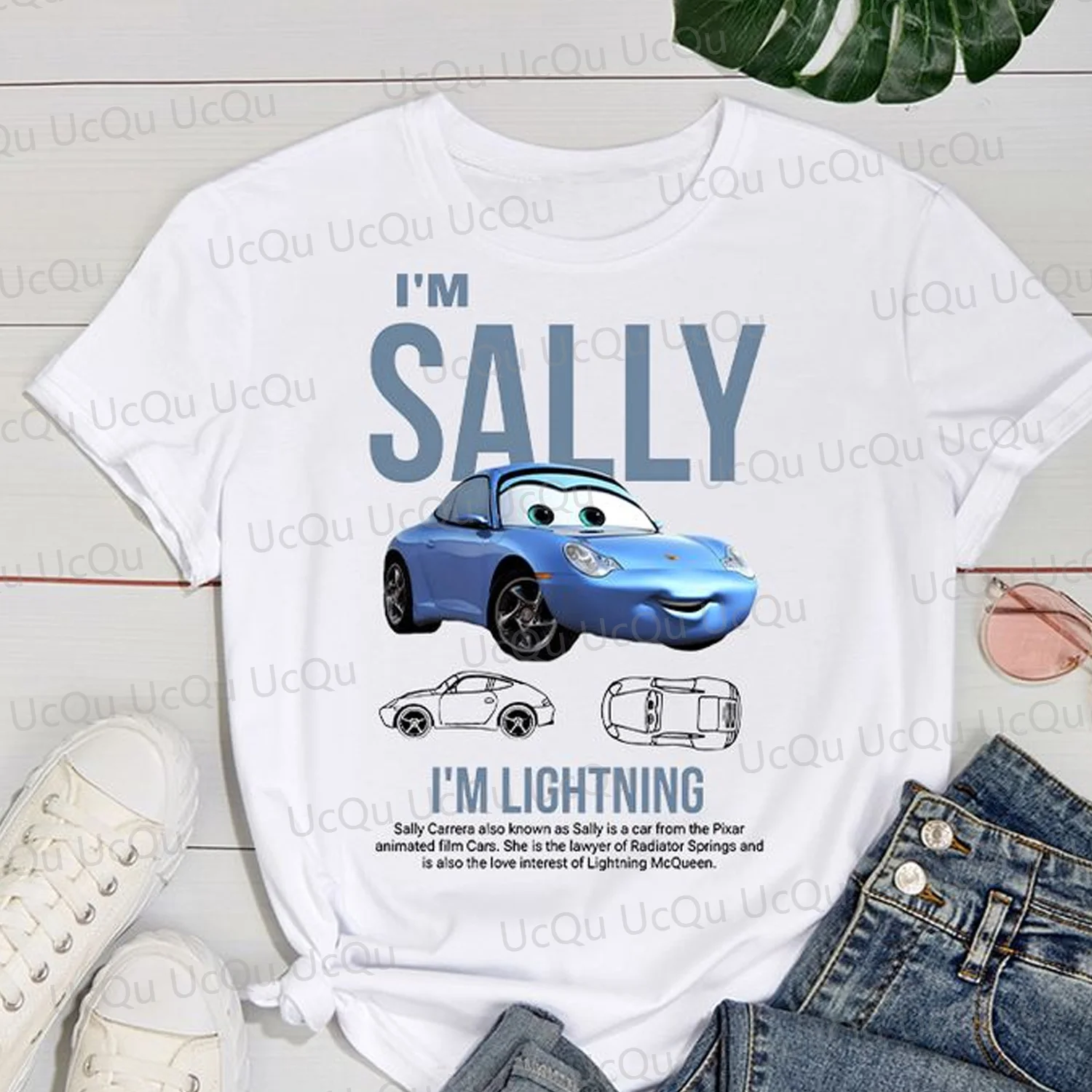 2024 The Cars Lightning McQueen&SALLY Summer Cotton T-Shirt With Pajama pants Oversized Suit For Adult/Kids his-and-hers clothes 5