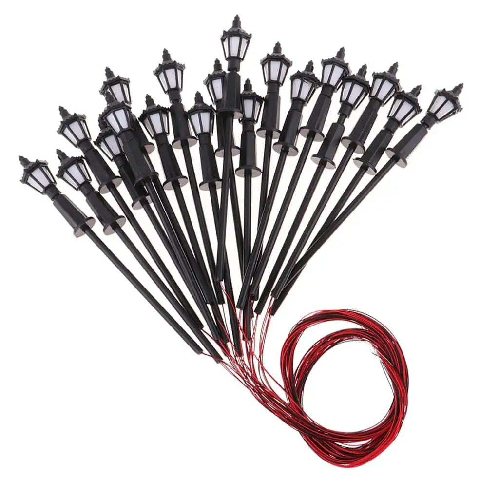 미니어처 모델 가로등, HO OO 체중계 LED, 따뜻한 흰색, 1:75, 20 개