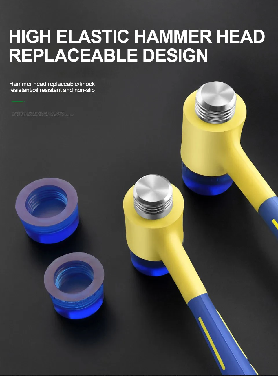 Description Picture 4 of itemDouble Headed Rubber Hammer Detachable Round Head Non-slip Handle Hand DIY Tool Installation Hammer For Woodworking Repair Tool