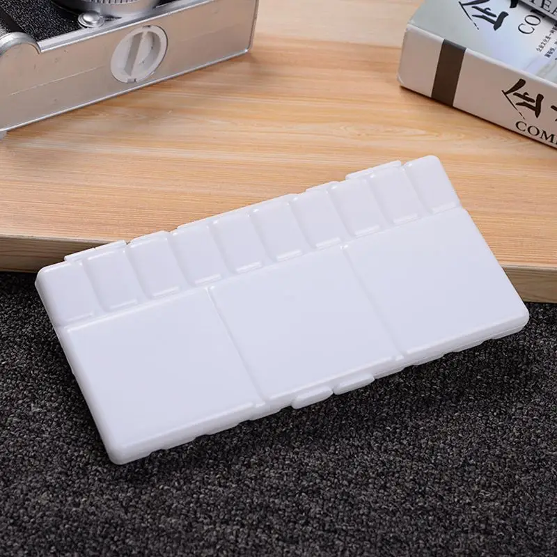 Plastic Paint Palette Box Watercolor Tray With 25 Grids Flip Cap Folding Art Tool Supplies