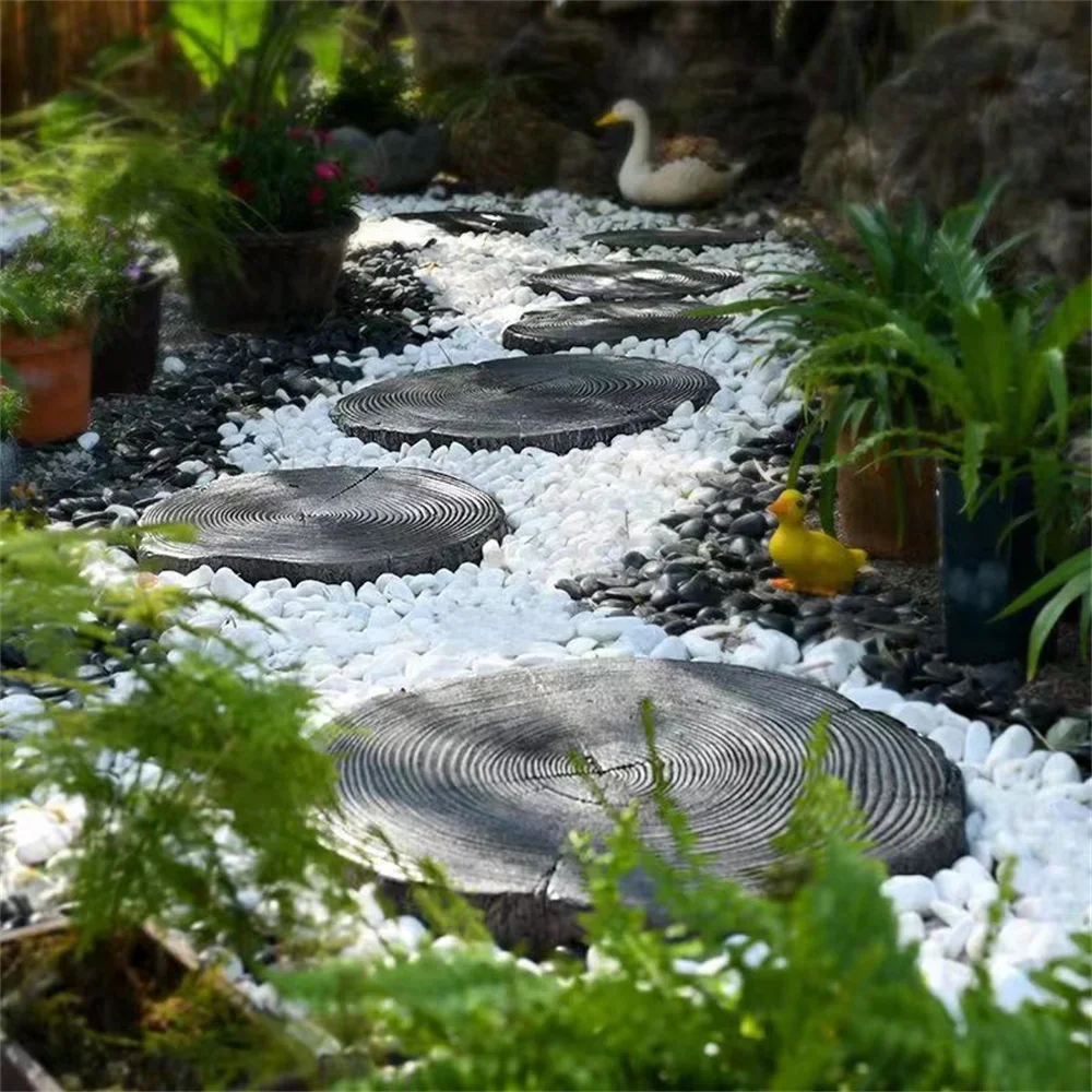 Wooden Pile Cement Stepping Stone Grinding Garden Anti-Slip Mold Outdoor Park Paving Imitation Brick Stone Concrete