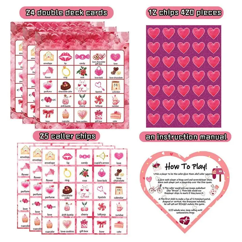 Valentine's Day Game Cards Set Interactive Multi-Player Valentine Game Cards School And Home Group Activity Play Card For