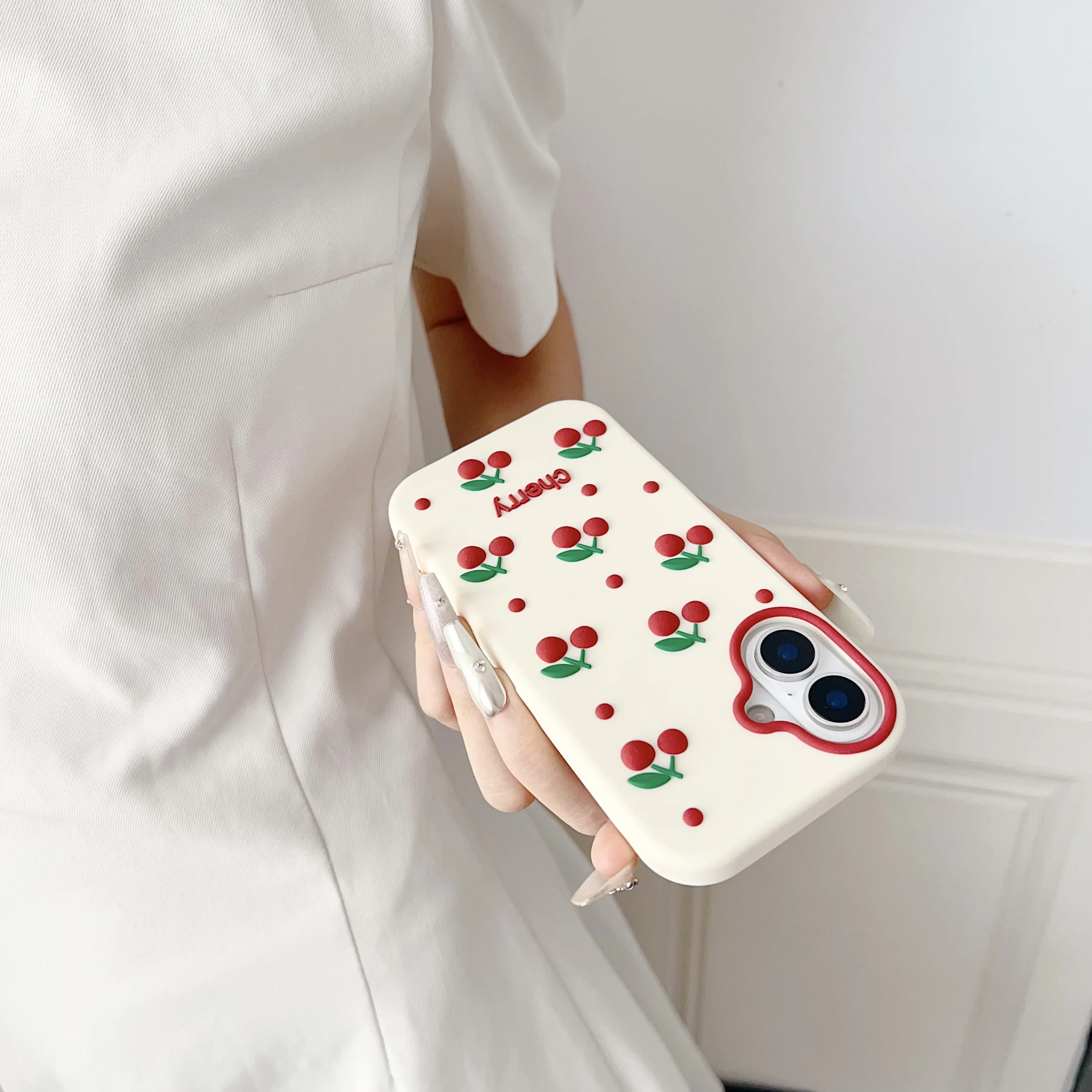 Adorable 3D Cherry Cartoon Soft Silicone Phone Case