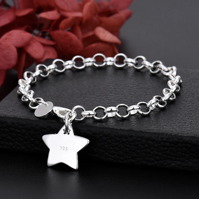 

Hot Fashion Designer 925 Stamped Silver Charm Star Bracelets for Women Luxury Party Wedding Jewelry Accessories Holiday Gifts