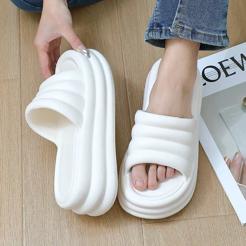 7cm EVA Thick Platform Summer Slippers Women Soft Sole Pillow Slides Outdoor Beach Sandals Woman Non Slip Bathroom Home Shoes