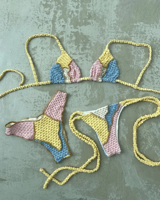 2025 Flower Bikini Set Brazilian Biquini Low Waist Swimwear Push Up SwimSuit Women Solid Swimwear Sexy Beach Wear Female 1