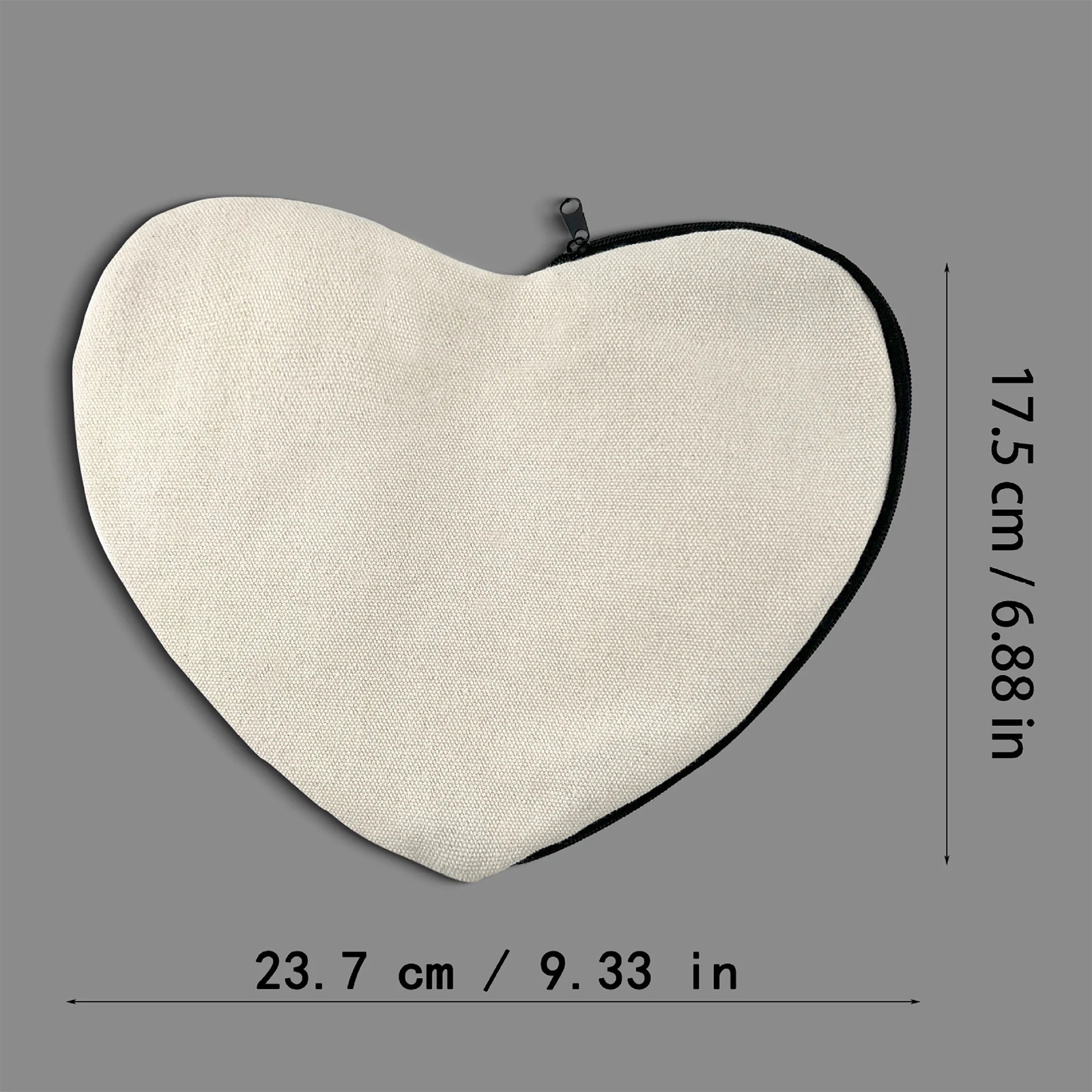 6x Blank DIY Craft Bags with Zipper Canvas Pencil Bag Heart Shaped Cosmetic Bag Makeup Bags Multipurpose for Stationery Storage images - 6