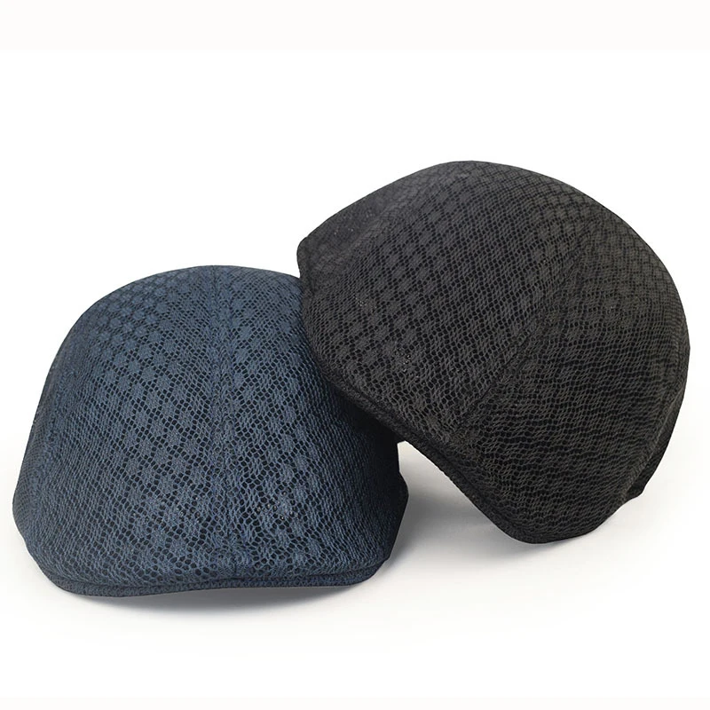 Mesh Hat Men newsboy hat newsboy cap breathable hat beret hat Newsboy Flat Cap Simple Plain Color Mesh Cap Breathable Summer Hunting Driver Golf Beret Hat