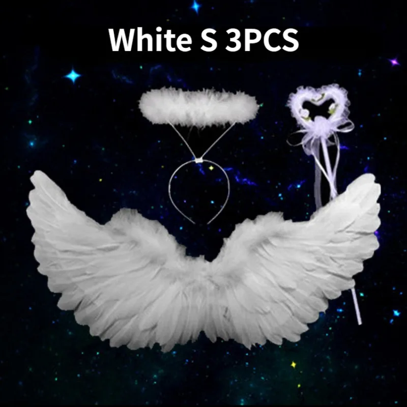 Anime Cosplay Wings Anime Cosplay Angel Wings White Feather Devil Wings Swallow Shaped Kids Adult Performance Feather Bride Flower Child Dress