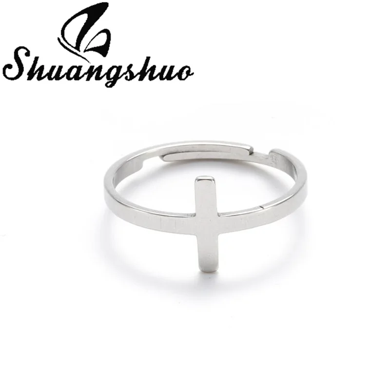 Shuangshuo Punk Cross Stainless Steel Stud Earrings