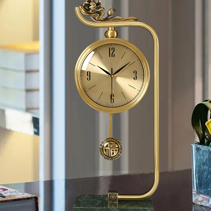 

Modern and minimalist brass clock, living room, new Chinese creative decoration, desk clock, Nordic luxury art clock, and watch
