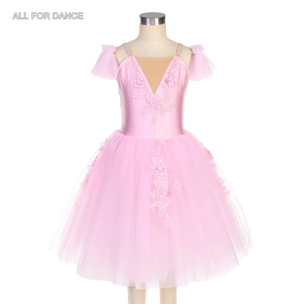 

22032 Pink Spandex Leotard Bodice Romantic Long Tutu For Child and Adult Ballerina Performance Dresses