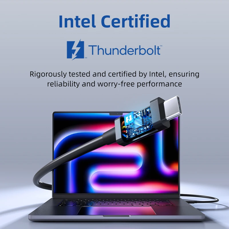 CABLETIME 썬더볼트 5 케이블 타입 C 인텔 인증 120Gbps PD 240W 고속 충전 케이블 8K60Hz 데이터 케이블 맥 PC 아이패드 SSD용
