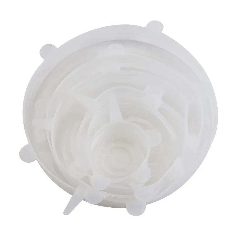 6Pcs Silicone Fresh-keeping Cover Reusable Stretch Canning Lids Refrigerator Microwave Airtight Plastic Wrap Kitchen Accessories