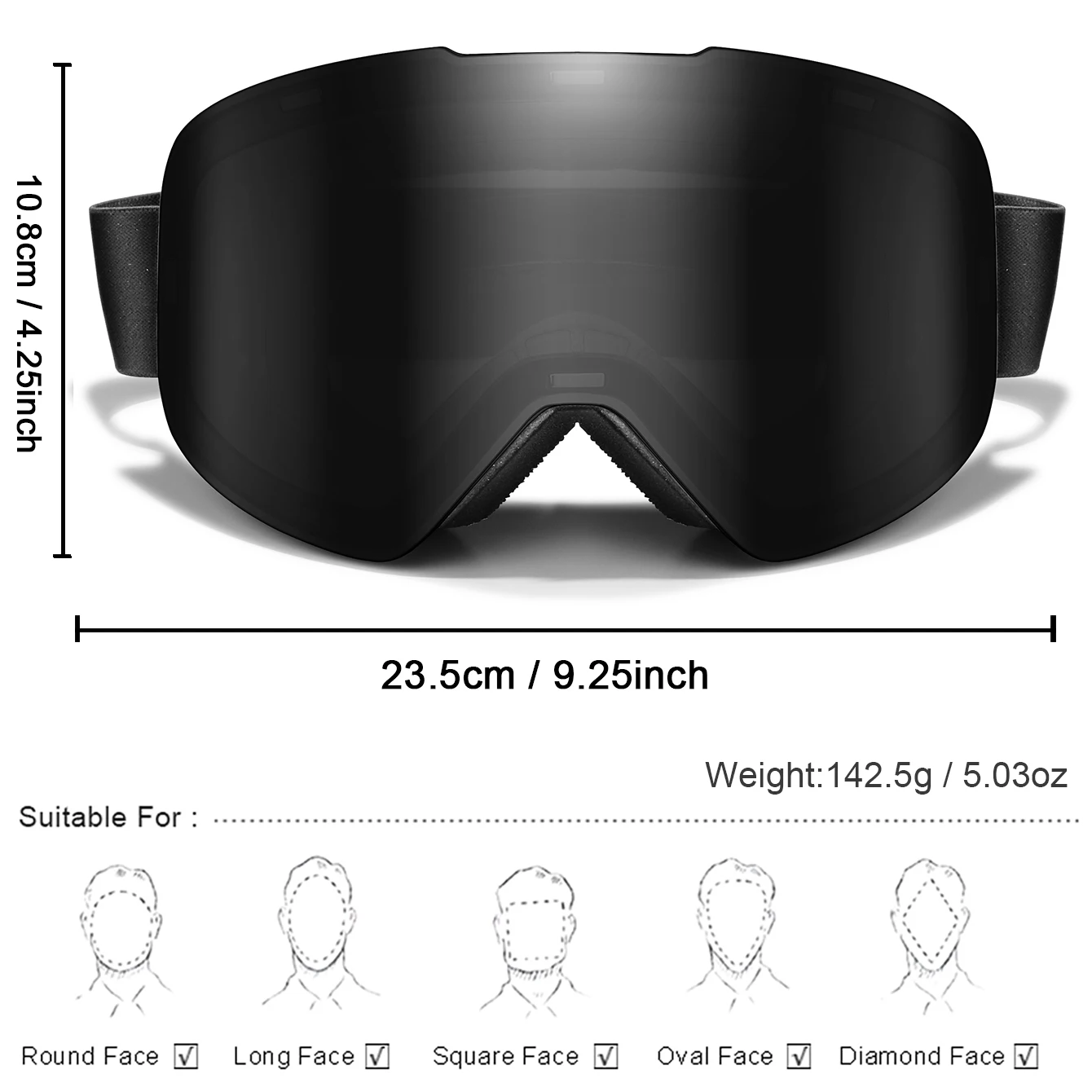 Outdoor SKI Goggles UV400 Anti-Fog For Men And Women Teen