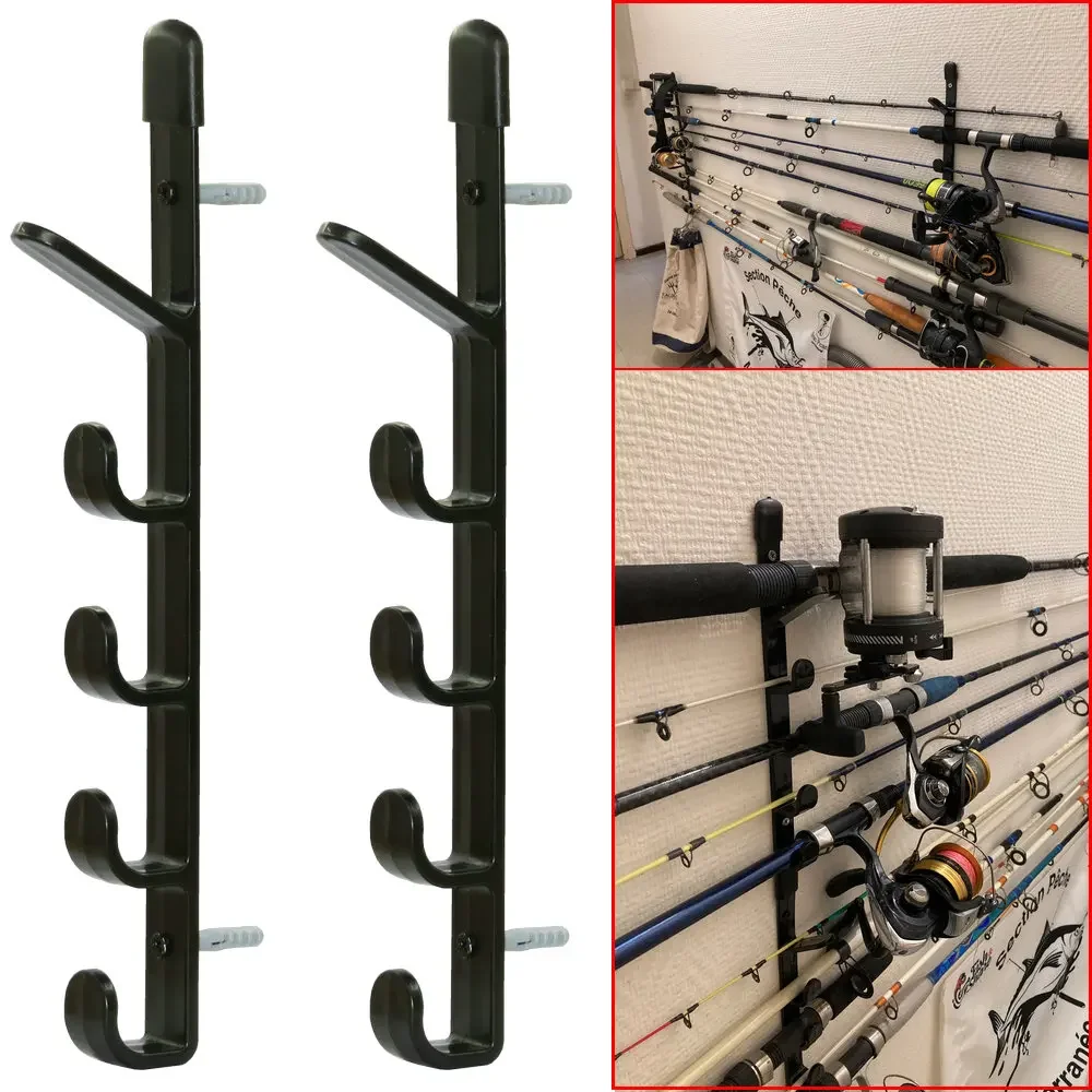 THKFISH Porta Canne da Pesca da Muro Portacanne Parete Supporti per Canne da Pesca Orizzontali per Garage, Negozi di Barche 6 Combo per, 1 paio A- grigio