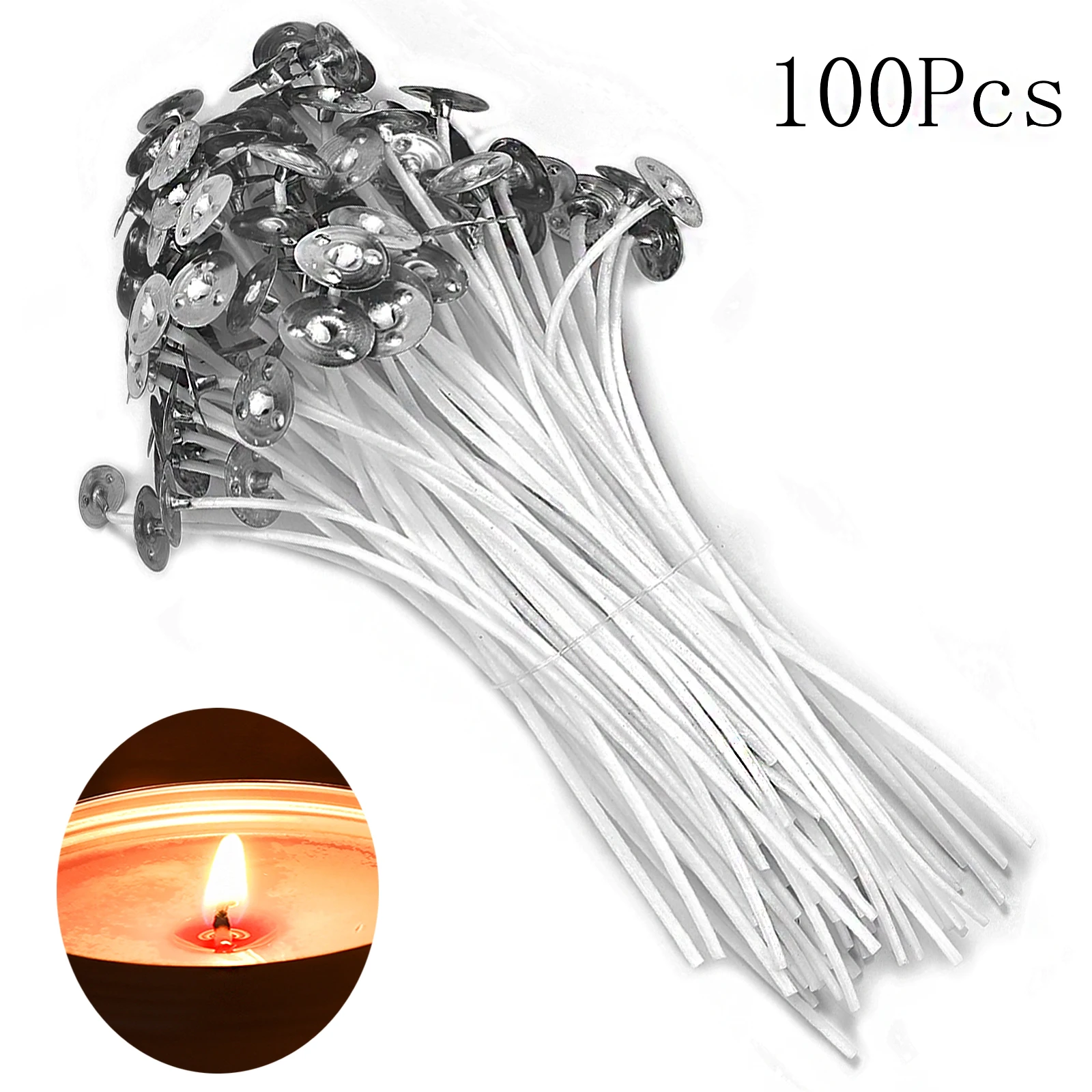 Candle Wicks Smokeless Wax Pure Cotton Core Wax Core Holder 2.6-20cm DIY Candle Making Pre-Waxed Wicks 100 PCS