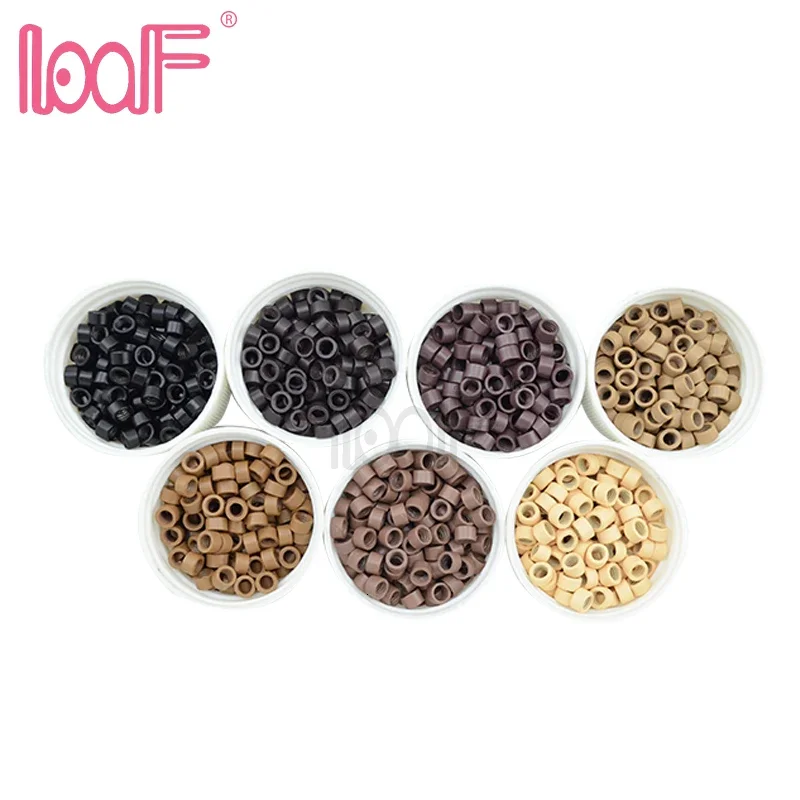 LOOF 50000PCS 4.5*3.0*3.0mm 플레어 마이크로 링/링크/비즈 i 팁 헤어 익스텐션, 나사 7 가지 색상 옵션