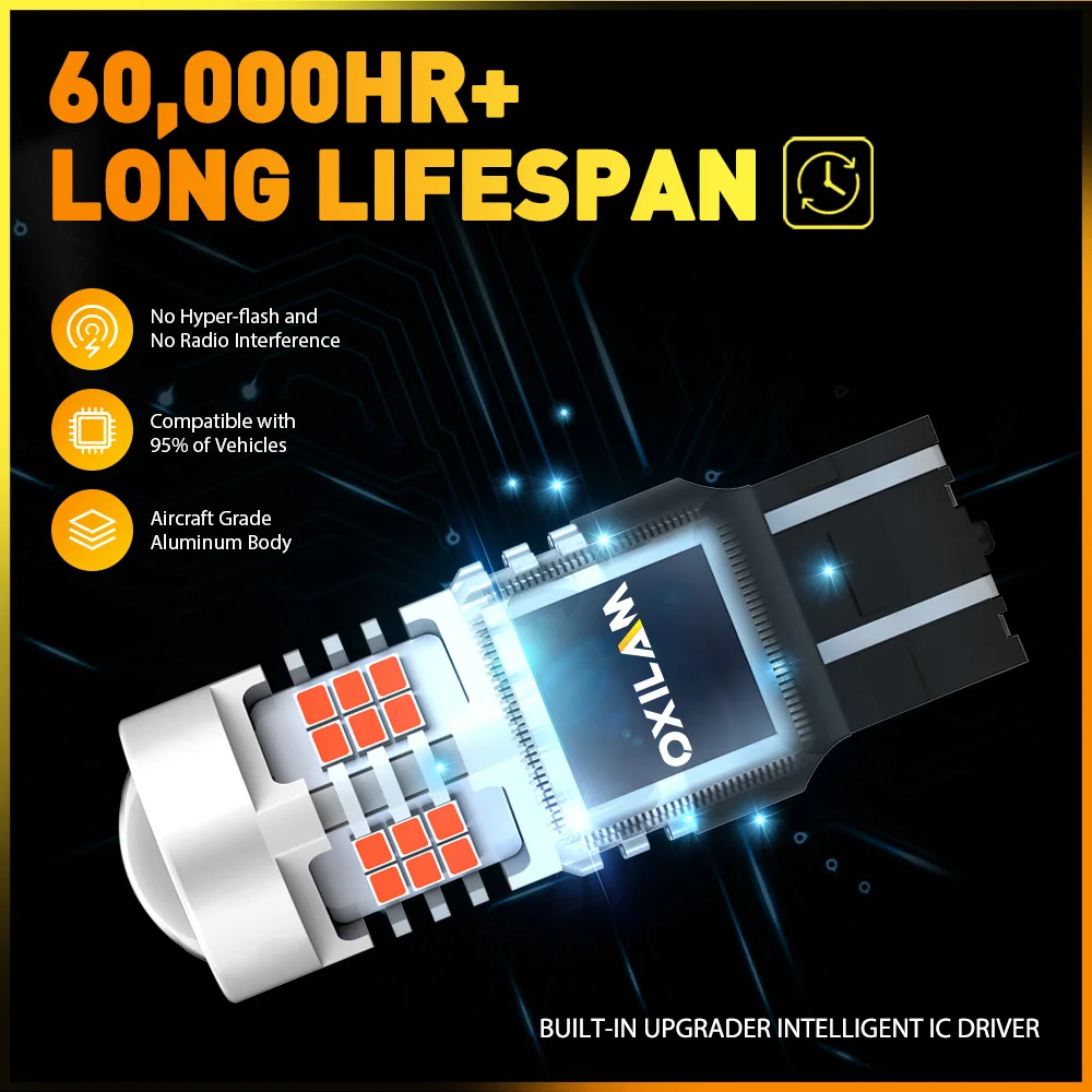 OXILAM 2Pcs T20 7443 LED  CANBUS   W21W WY21W W21/5W LED  ȣ DRL 극ũ    12V ȭƮ