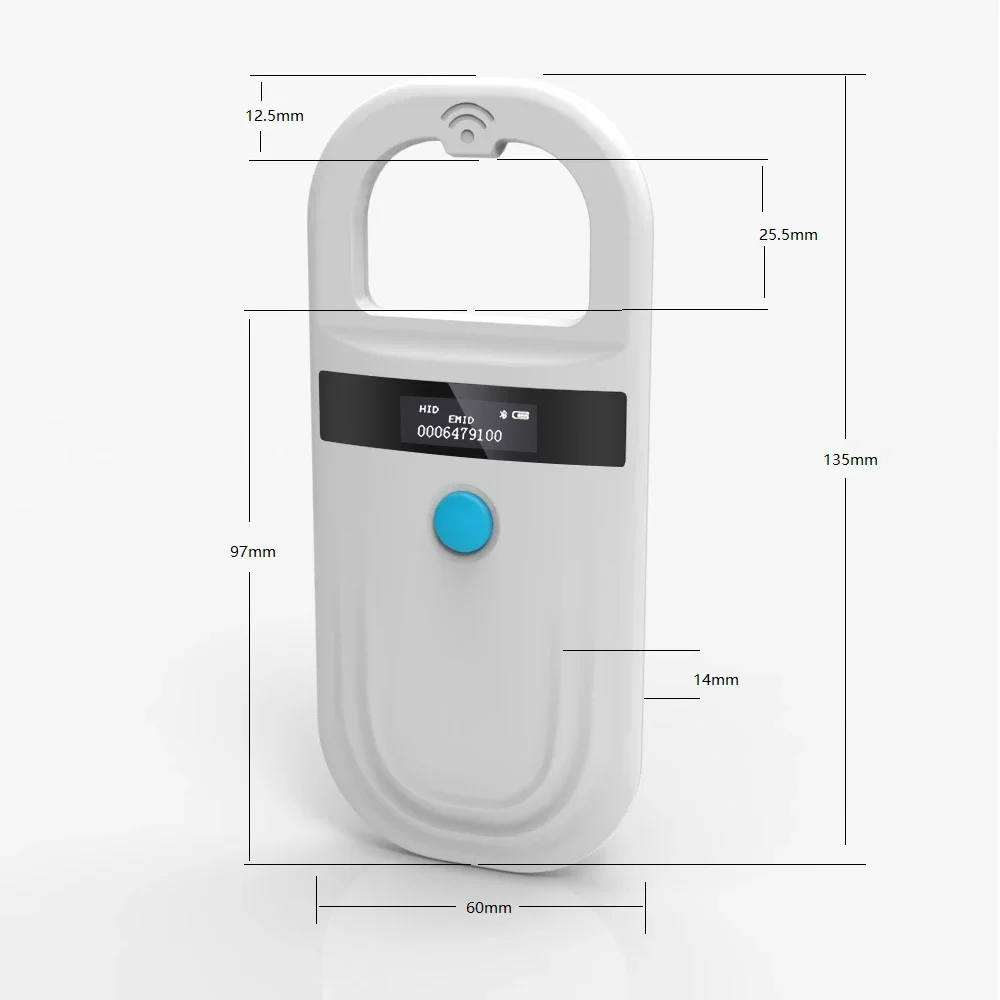 Handheld Animal RFID Reader Pet Cat Dog Microchip Scanner FDX-B Glass Chip USB Bluetooth Tag Reader with Tags 134.2KHz 125kHz