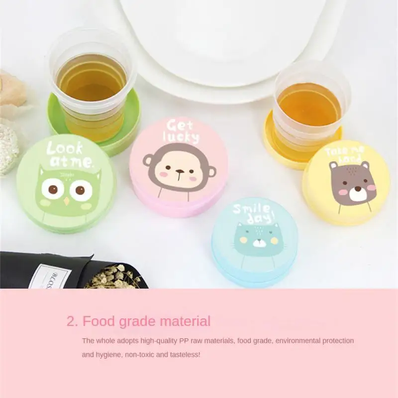 120ml Portable Folding Cups With Lid Silicone Retractable Drinking Cup Cute Children Travel Outdoor Water Cup Mouthwash