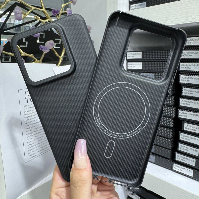 Custodia In Pura Fibra Di Carbonio Per Xiaomi 14 Pro Custodia Magsafe Custodia Rigida In Fibra Aramidica Anti-Caduta Ultra Sottile Per Custodia Xiaomi
