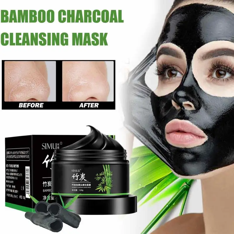 

120g Bamboo Blackhead Removal Mask Charcoal Black Peel Off Face Mask Mud Deep Cleaning Shrink Pore Anti-Acne Korea Skin Care