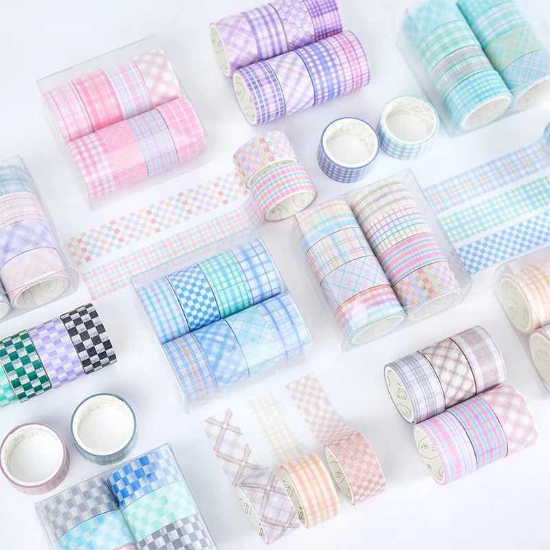Cute Grid Series Basic Washi tape Set Decorative Adhesive Tape Color  Masking Tape For Stickers Scrapbooking DIY Stationery Tape| | - AliExpress