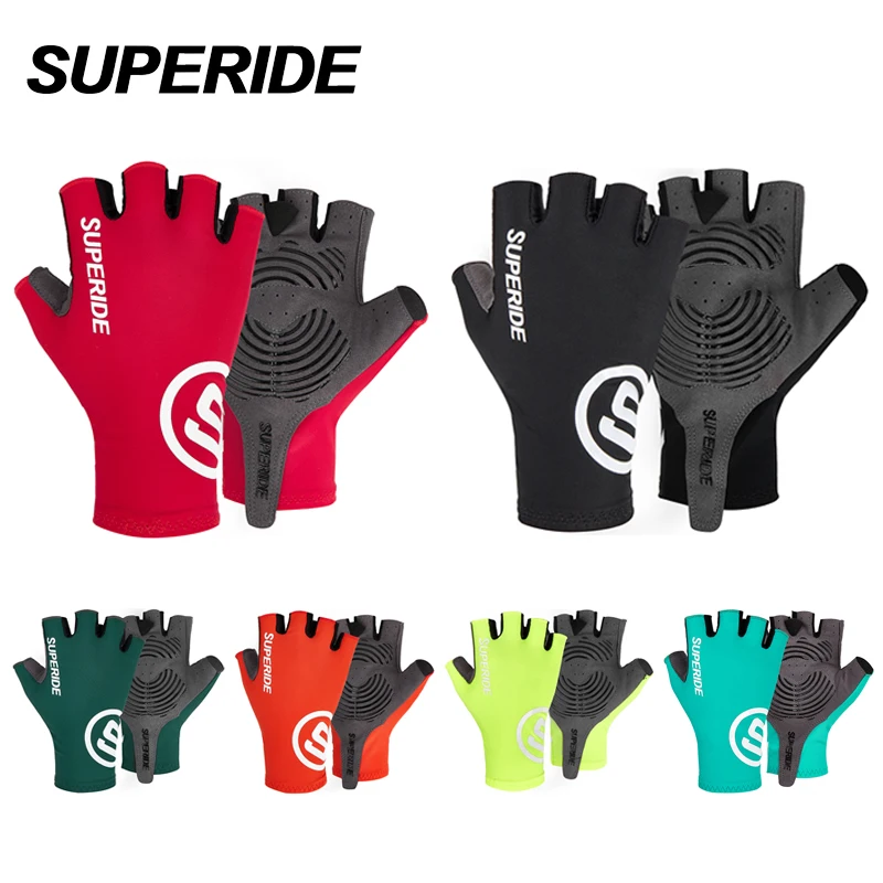 SUPERIDE Half Finger Moisture Wicking Cycling Gloves Gel Pad Shockproof Road Bike Gloves Men Women Sports MTB Bicycle Gloves