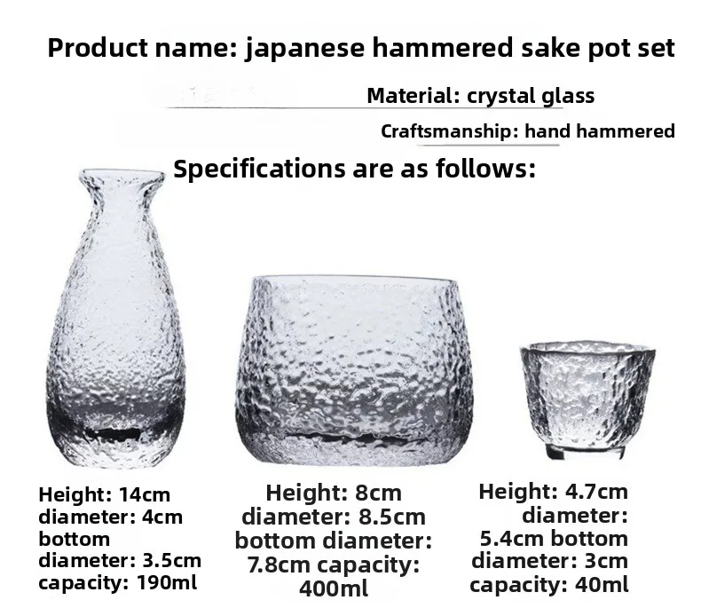 Japanese Sake Drinking Set Glass Cups and Carafe Modern Japanese Style Barware for Home Party - 6