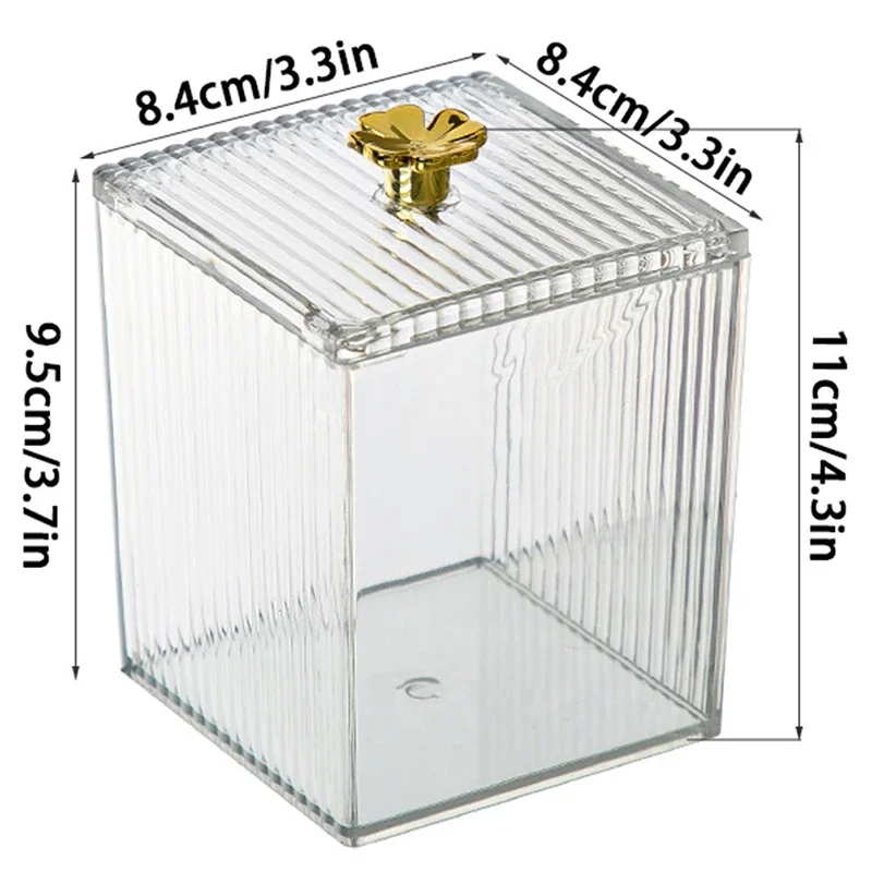 Makeup Storage Organizer Bathroom Jar Cotton Swab Storage Acrylic Square Container Cotton Puff Storage Box Cosmetic Cotton Box 6