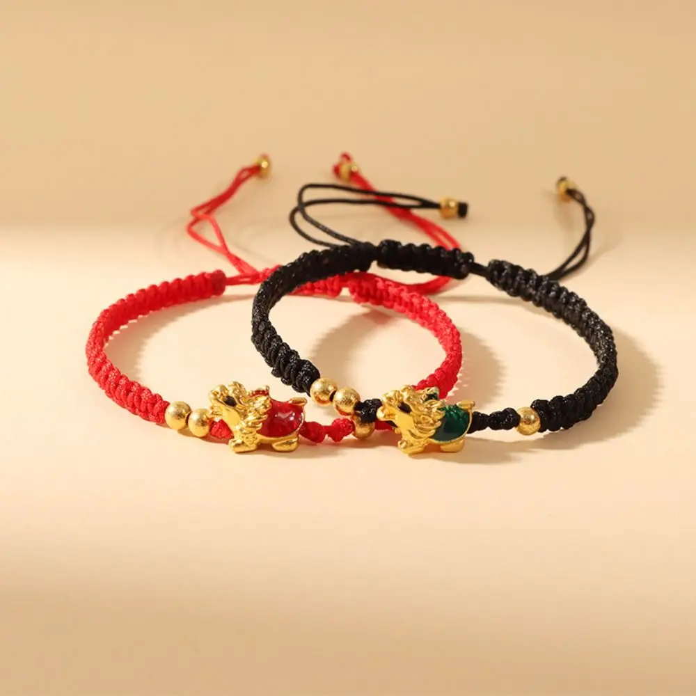 Dragon Year Bracciale Zodiac Dragon Turtle Lucky Dragon Capodanno Ciondolo In Giada Braccialetto In Corda Rossa Accessori Per Gioielli Regalo Festivo