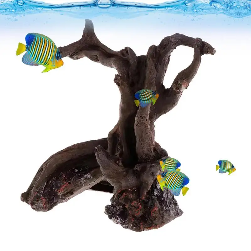 

Resin Fish Tank Decor Realistic Natural Texture Wood Ornament Aquarium Decoration Safe Practical Anti Fade Fish Tank Decoration