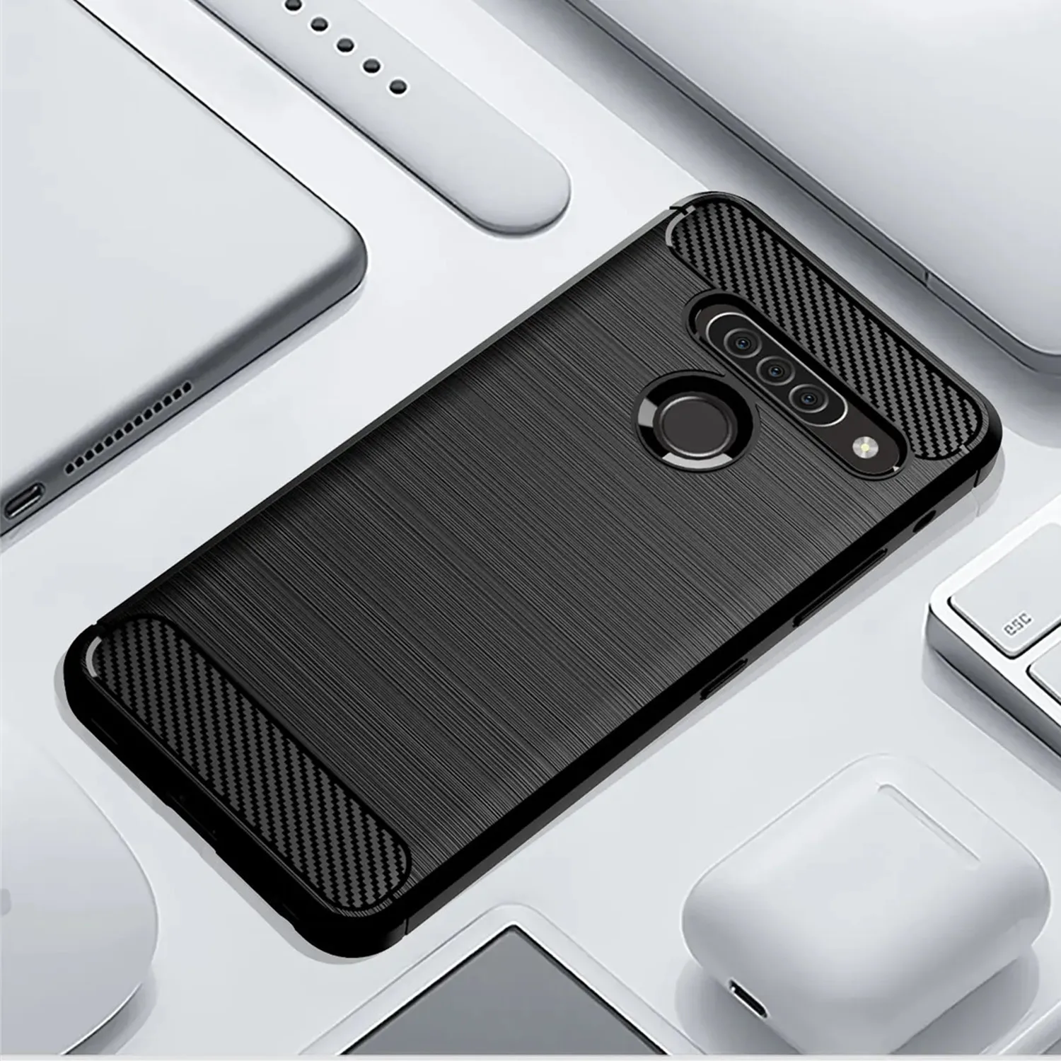 Shockproof Soft Matte Carbon Fiber Phone Cover