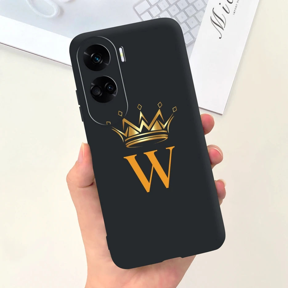 Cute Crown Letters Soft Silicone Phone Case Cover for Honor 90 Lite and Pro
