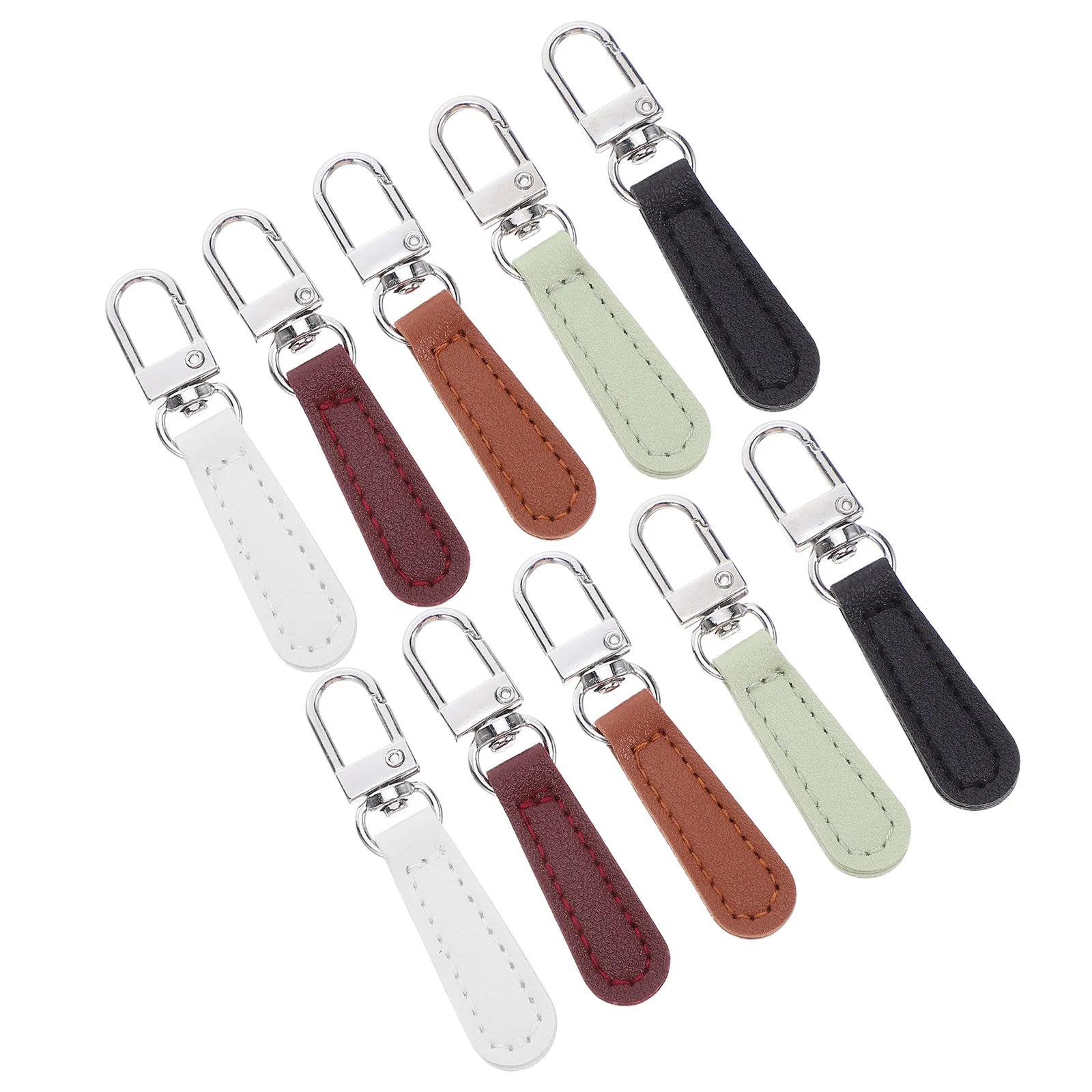 10Pcs 지퍼 풀 교체 부드러운 PU 분리형 지퍼 핸들 수리 키트 자켓 배낭 지갑 수하물 유니버설