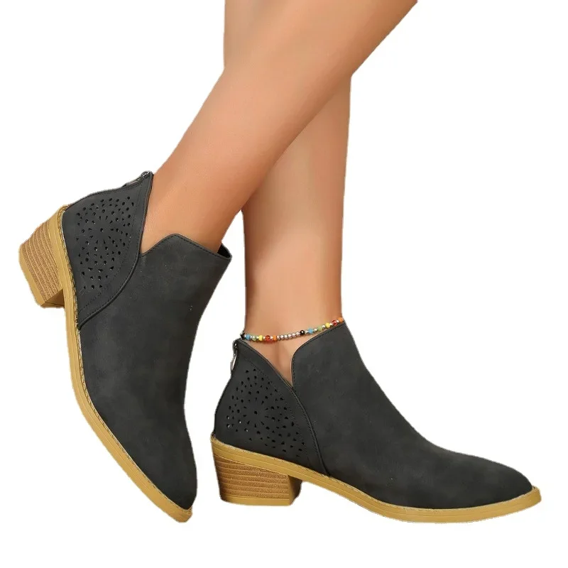 Chelsea  Women 2023 Autumn Winter Women's Boots Simple Solid Zipper Ankle Boots Classic Pointed Toe Casual Platform Boots