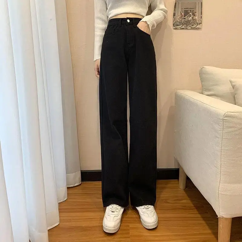 Straight Leg Jeans For Women High Waist Stretch Denim Trousers Mom Jean Baggy Pants Casual Comfort Trousers Oversize apple bottom jeans