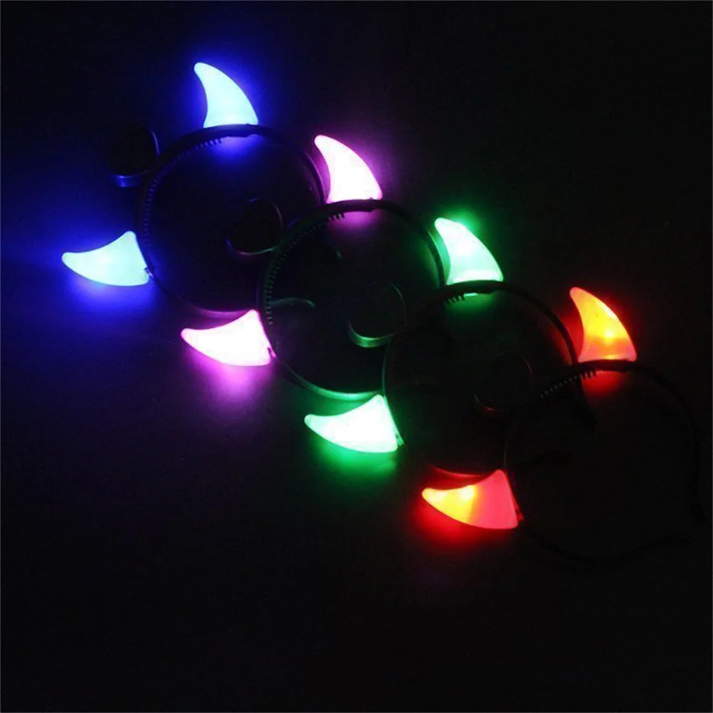 Led Devil Horn Light Up Headband Evil Halloween&Christmas Party Decor Party Glitter Headwear Cosplay Party Costume Hair Hoop