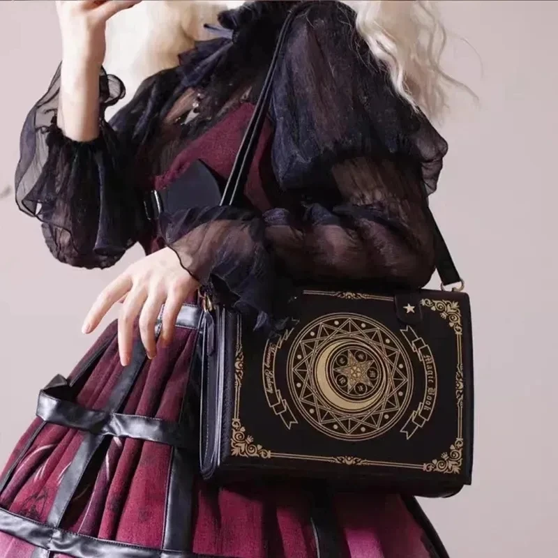 

Moon Magic Book Lolita Bag Students Diagonal Cross Double Shoulder Bags Girl Backpack Leather Flap Bag Schoolbag Women Handbag