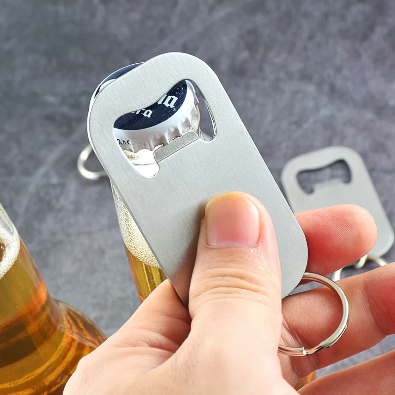 

Stainless Steel Bottle Opener Keychain Portable Beer Opener Soda Drink Starter Creative Minimalist Bottle Opener Kitchen Tools