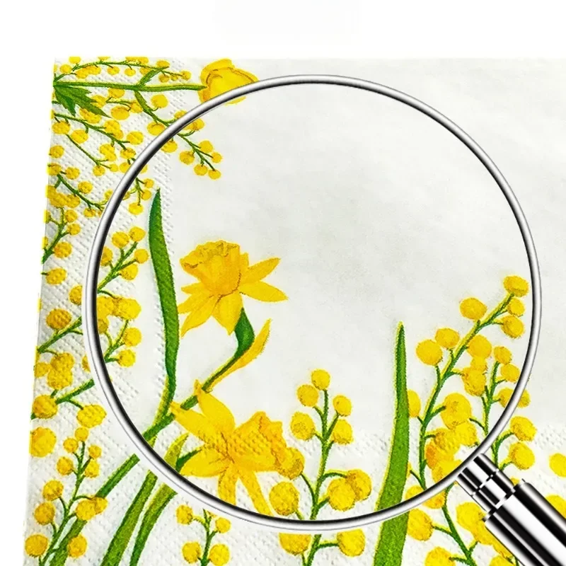 10/20pcs 33cm 2Ply Flower Style Colourful Printed Paper Napkin Yellow Flower Disposable Paper Placemat Butterfly Bone Bart