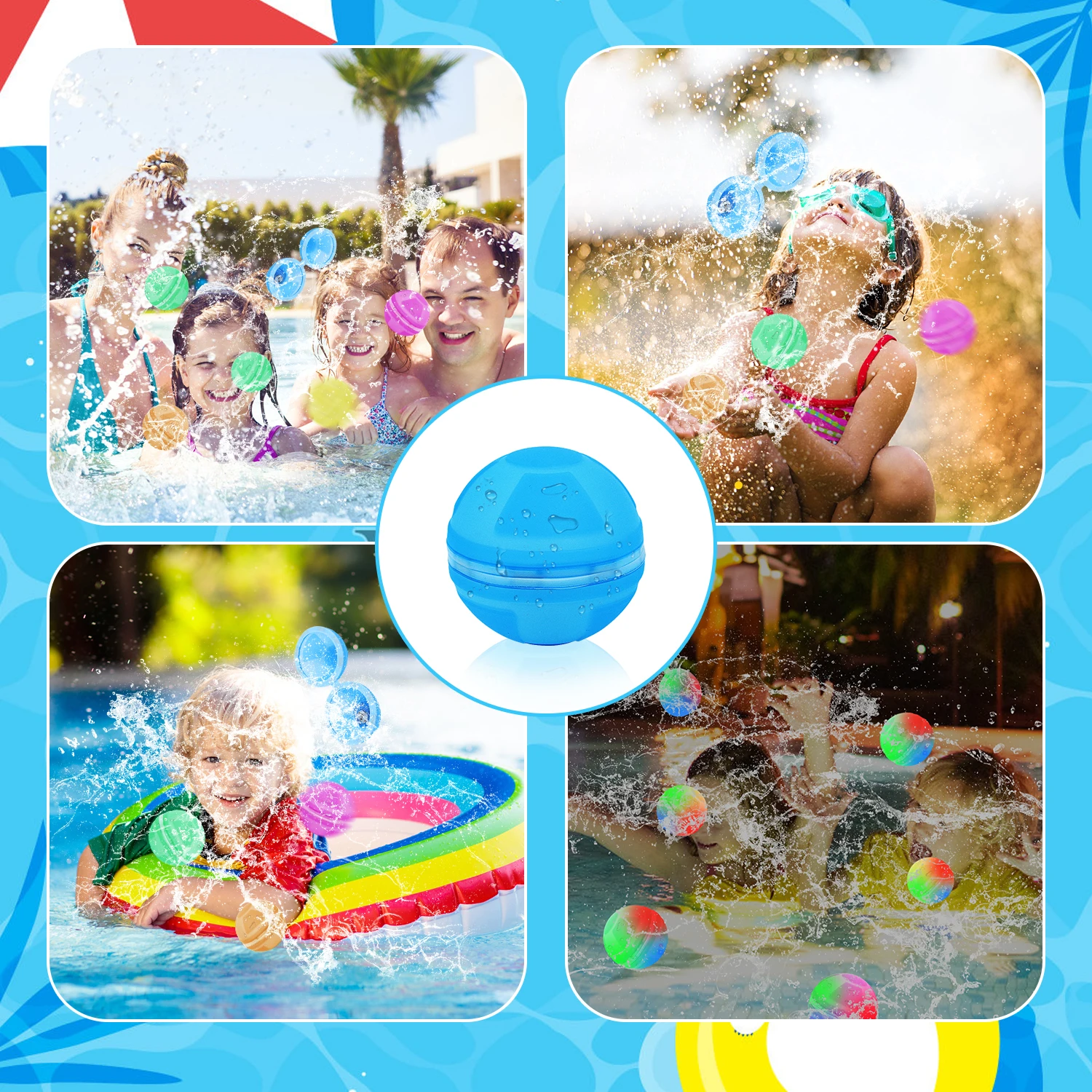 Children's luminescent silicone water ball outdoor water play toy Summer water battle interactive game Color random 6