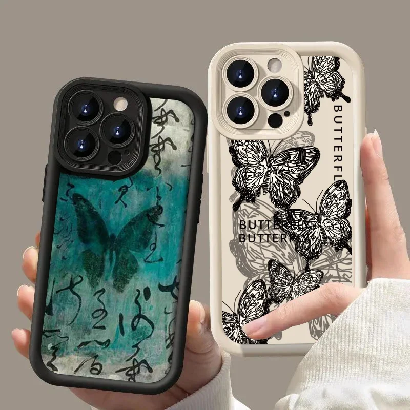 INS Retro Butterfly Case - Stylish Protective Cover for Xiaomi Redmi and Mi Series